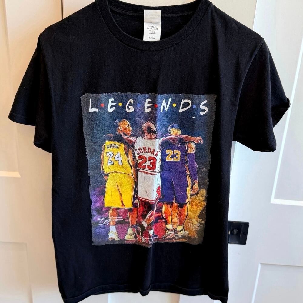 Kobe Lebron Legends T Shirt Lakers Basketball Black Graphic Tee Men’s S